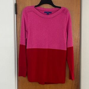 Apartment 9 Pink & Red Long Sleeve Sweater W / Slight Shimmering Tint
